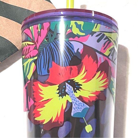Starbucks Tropical Floral and Leaves Cold Cup Tumbler 24oz - Picture 3 of 11